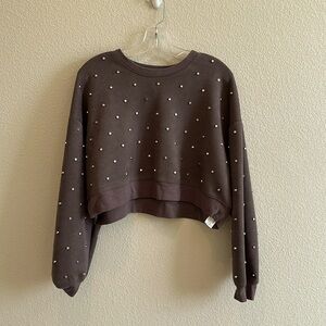 Zara stud cropped brown top, size small